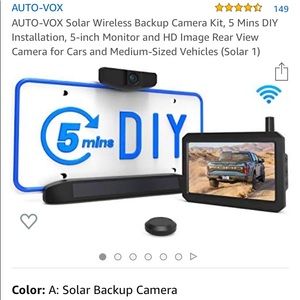 NIB Solar Powered Back-up Camera for Vehicles